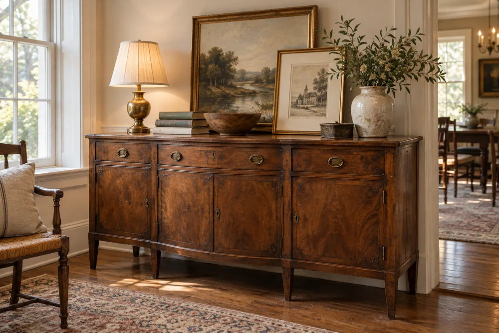 Vintage furniture and decorative belongings with potential resale value