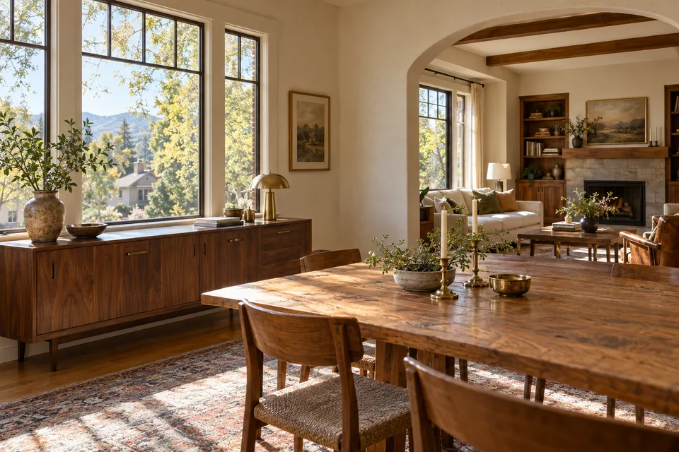 Quiet American home interior containing personal belongings
